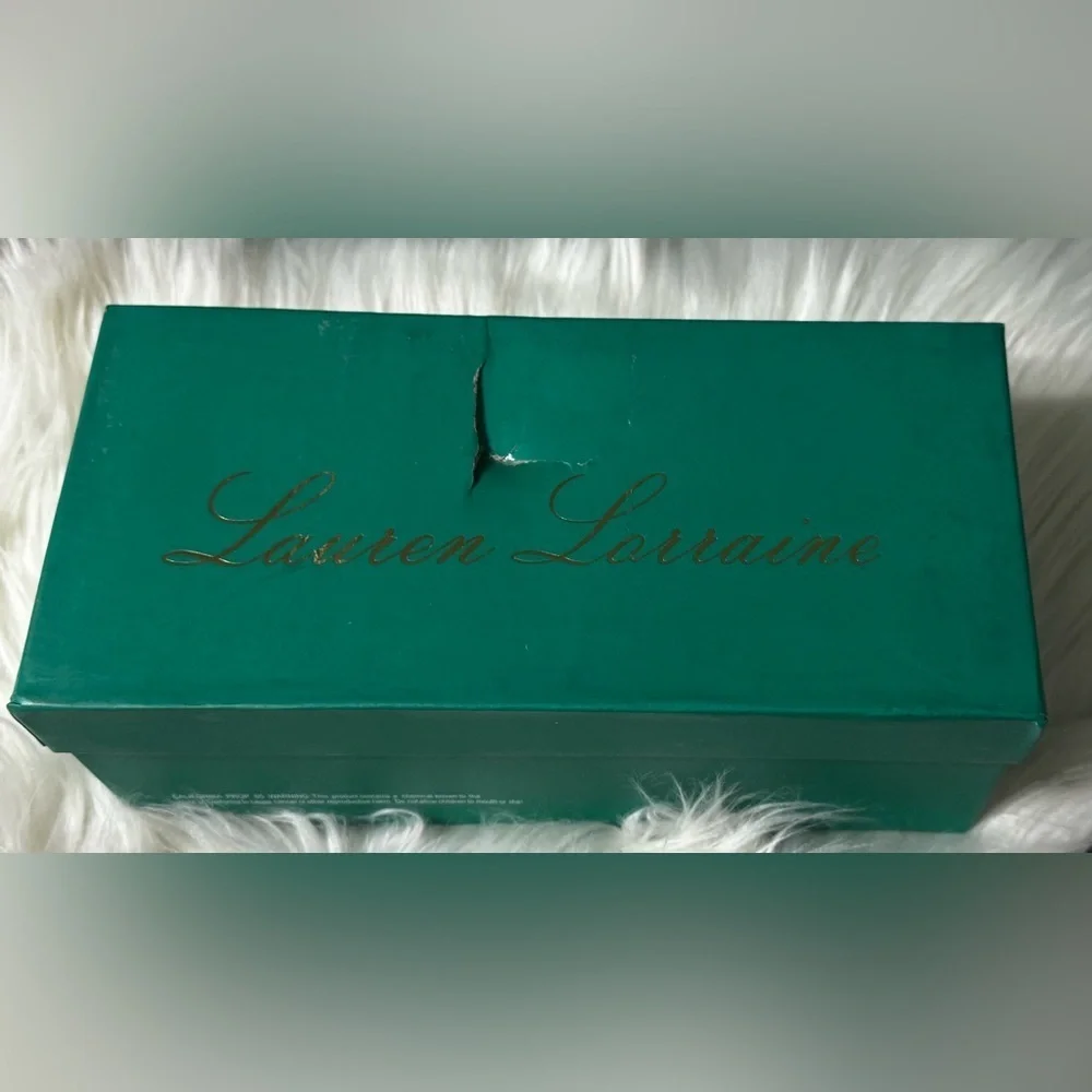 Lauren Lorraine Sparkling Silver Girls Flats with Bow Size 9.5 Holiday Shoes,NIB